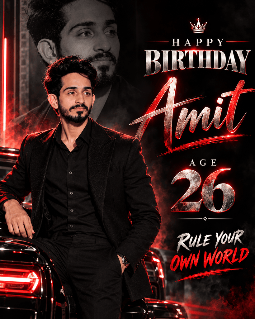 Red and Black Attitude Birthday Poster